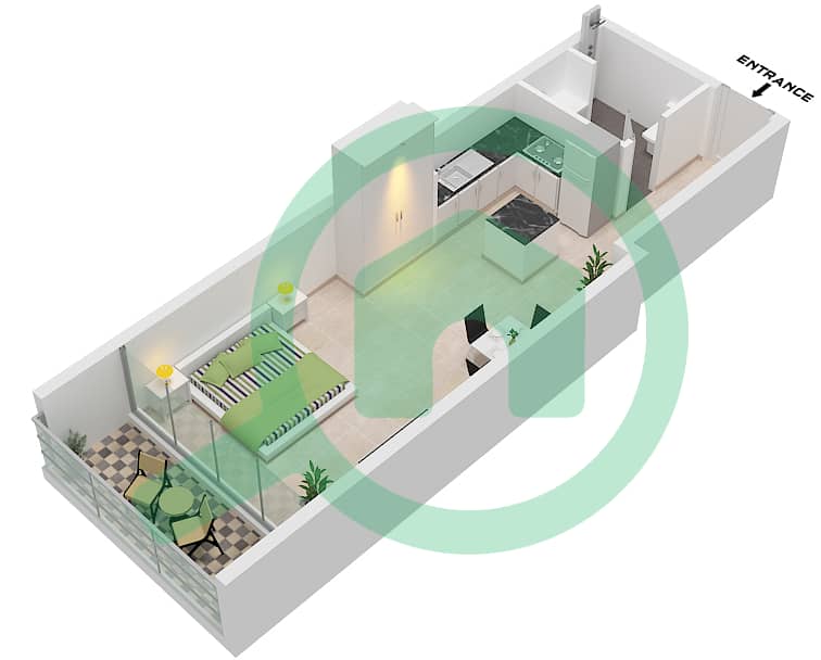 المخططات الطابقية لتصميم النموذج / الوحدة T4 / UNIT 9,14 FLOOR 2,3 شقة استوديو - رويال ريجينسي Type T4 Unit 9,14  Floor 2,3 interactive3D