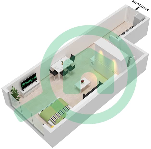 Роял Ридженси - Апартамент Студия планировка Тип/мера T5 / UNIT 10,15 FLOOR 2,3 Type T5 Unit 10,15  Floor 2,3 interactive3D