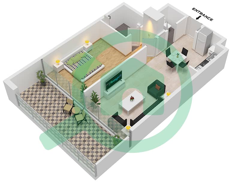 Селия Резиденс - Апартамент 1 Спальня планировка Тип/мера A /UNIT 20,27 FIRST FLOOR Typa A Unit 20,27 First floor interactive3D