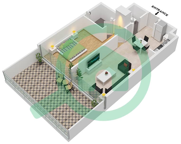 Селия Резиденс - Апартамент 1 Спальня планировка Тип/мера B / UNIT 13 FIRST FLOOR Typa B Unit 13 First floor interactive3D