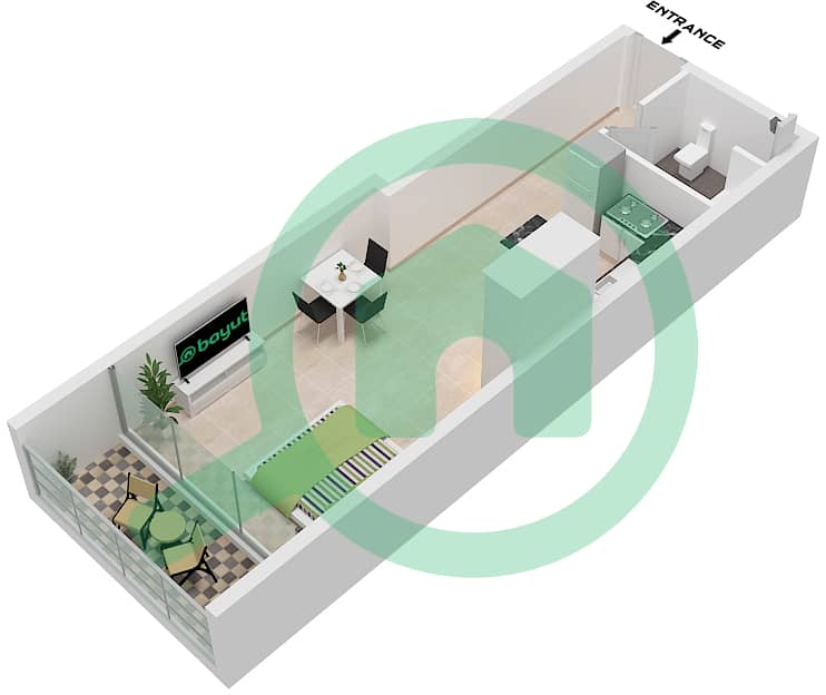 Роял Ридженси - Апартамент Студия планировка Тип/мера T9 / UNIT 9 FLOOR 3 Type T9 Unit 9  Floor 3 interactive3D