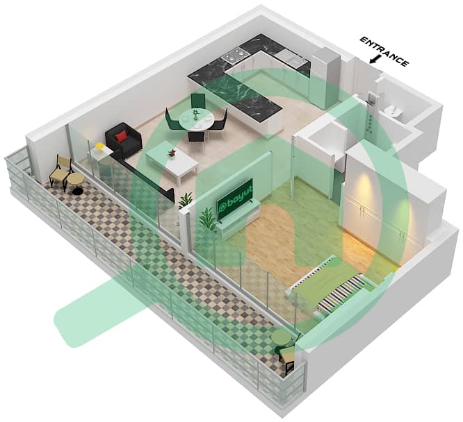 Роял Ридженси - Апартамент 1 Спальня планировка Тип/мера T3 / UNIT 3 FLOOR 2-16 Type T3 Unit 3  Floor 2-16 interactive3D