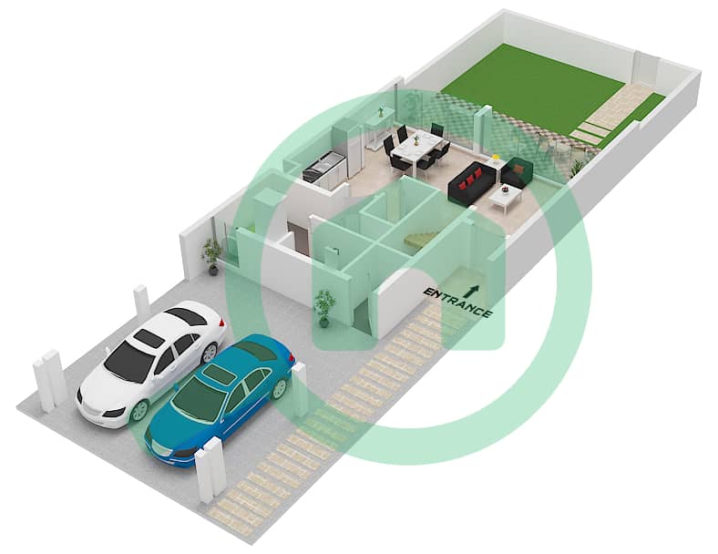 Эден - Таунхаус 3 Cпальни планировка Единица измерения 8 PLEX-TH 03,05,07 Unit 8 PLEX-TH 03,05,07 Floor Ground interactive3D