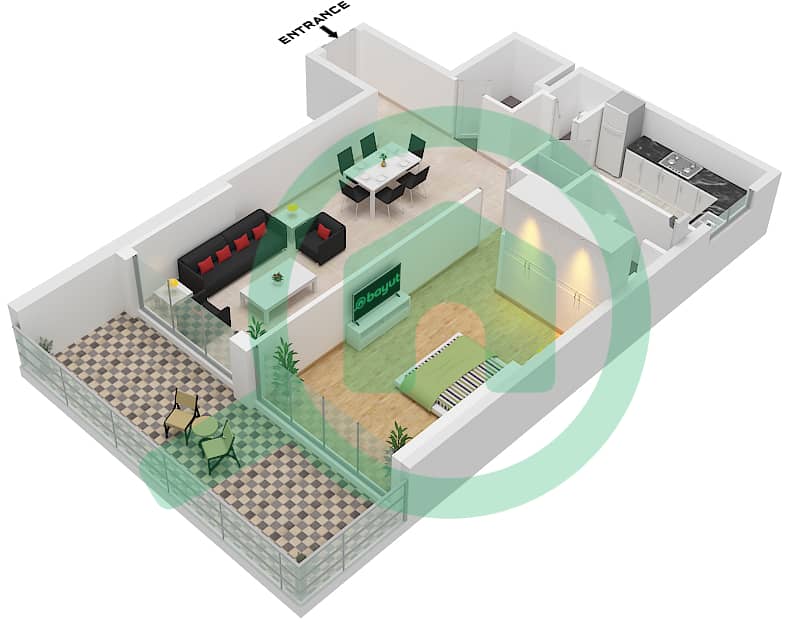 Роял Ридженси - Апартамент 1 Спальня планировка Тип/мера T8 / UNIT 4 FLOOR 3 Type T8 Unit 4  Floor 3 interactive3D
