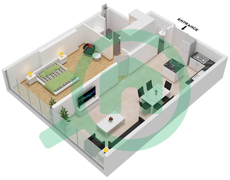 Роял Ридженси - Апартамент 1 Спальня планировка Тип/мера T9 / UNIT 5 FLOOR 3 Type T9 Unit 5  Floor 3 interactive3D