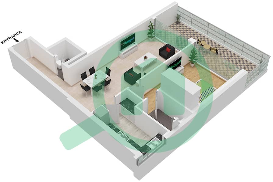 Роял Ридженси - Апартамент 1 Спальня планировка Тип/мера T10 / UNIT 6 FLOOR 3 Type T10 Unit 6  Floor 3 interactive3D