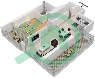 المخططات الطابقية لتصميم النموذج / الوحدة T11 / UNIT 4 FLOOR 2 شقة 1 غرفة نوم - رويال ريجينسي