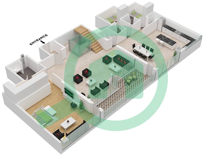 Type T3 Unit 3 Lower Floor 17 Royal Regency - 4 Bedroom Penthouse Type/unit T3 / UNIT 3 FLOOR 17 Floor plan Type T3 Unit 3 Lower Floor 17 interactive3D