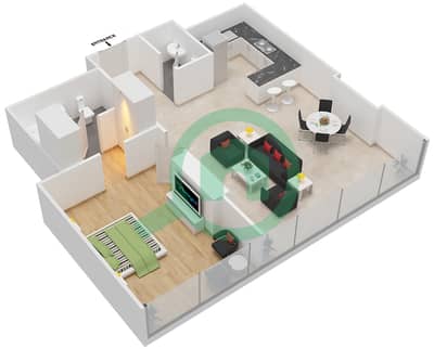 Sky Gardens DIFC - 1 Bed Apartments Type 1B Floor plan