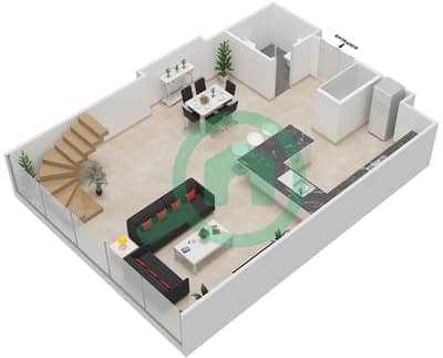 المخططات الطابقية لتصميم النموذج B شقة 2 غرفة نوم - برج سنترال بارك السكني