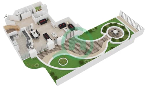 المخططات الطابقية لتصميم النموذج T2 فیلا 4 غرف نوم - مارينا كراون