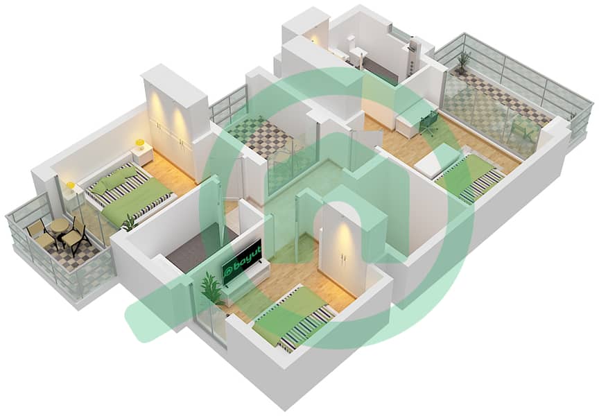 拉亚小区 - 4 卧室联排别墅类型／单位A ,C/ UNIT 4,6,8PLEX-TH1戶型图 Unit 4,6,8Plex-Th1 Type A Floor First interactive3D