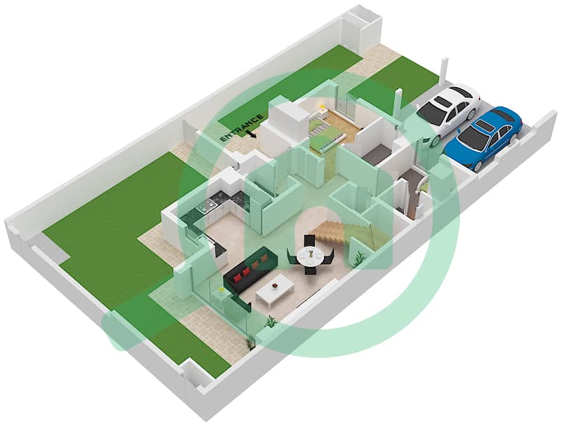 拉亚小区 - 4 卧室联排别墅类型／单位B,D/UNIT 4,6,8PLEX-TH4,6戶型图 Unit 4Plex-Th4 Type B Floor Ground,Unit 6,8Plex-Th6,8 Type D Floor Ground interactive3D