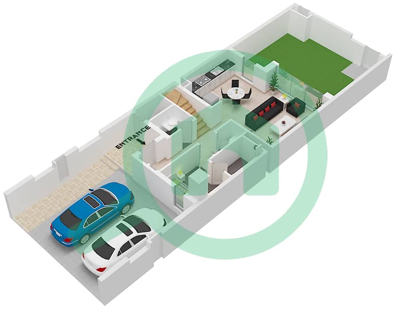 拉亚小区 - 3 卧室联排别墅类型／单位D / UNIT 6,8PLEX-TH4,TH6戶型图 Unit 6Plex-Th4 8Plex-Th6 Type D Floor 
Ground interactive3D