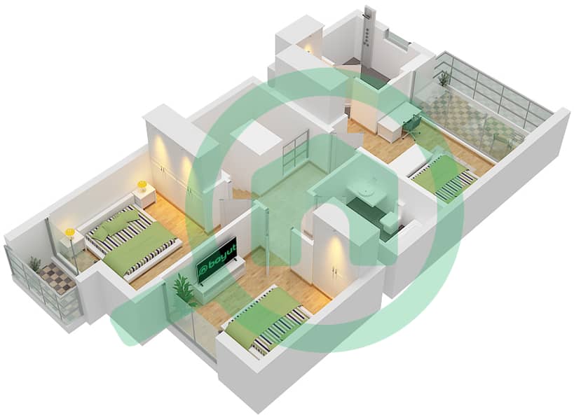 拉亚小区 - 3 卧室联排别墅类型／单位D / UNIT 6,8PLEX-TH4,TH6戶型图 Unit 6Plex-Th4 8Plex-Th6 Type D Floor First interactive3D
