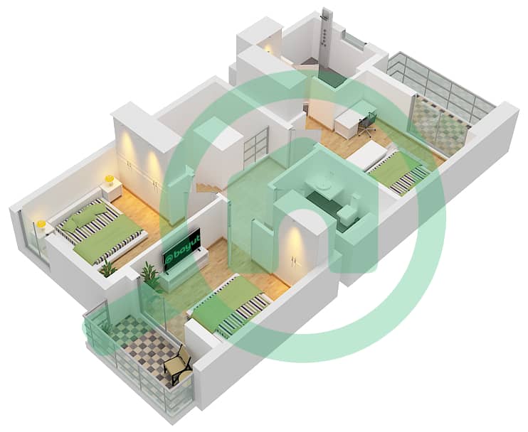 拉亚小区 - 3 卧室联排别墅类型／单位E / 6,8PLEX-TH5,TH7戶型图 Unit 6Plex-Th5 8Plex-Th7 Type E Floor First interactive3D