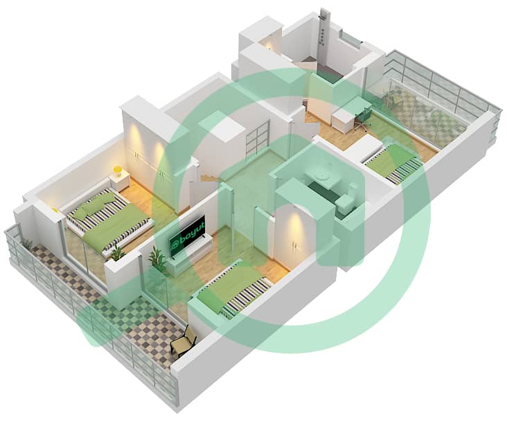 拉亚小区 - 3 卧室联排别墅类型／单位F / UNIT 8PLEX-TH5戶型图 Unit 8Plex-Th5 Type F Floor First interactive3D