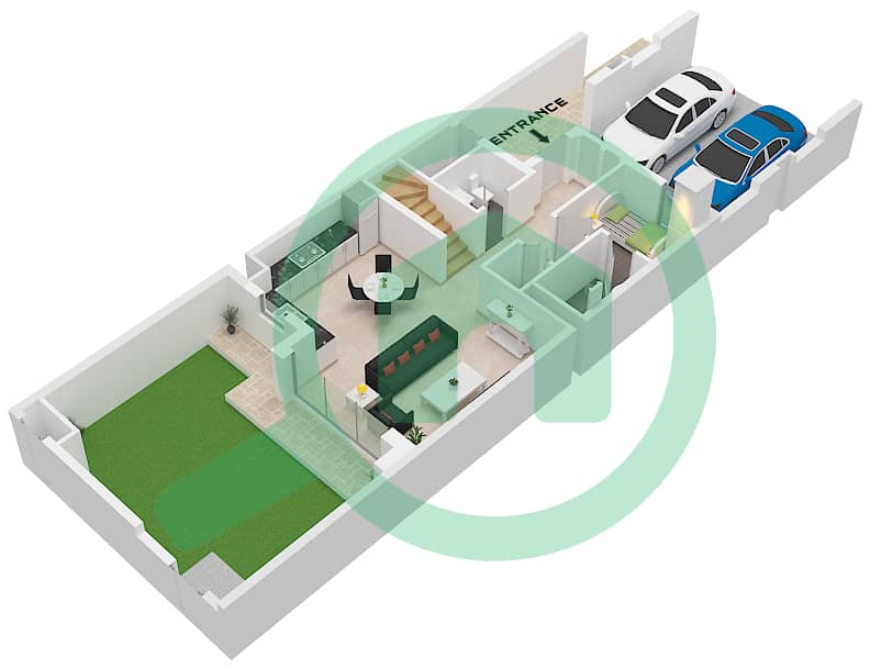拉亚小区 - 3 卧室联排别墅类型／单位G / UNIT 6,8PLEX-TH2戶型图 Unit 6,8Plex-Th2 Type G Floor Ground interactive3D