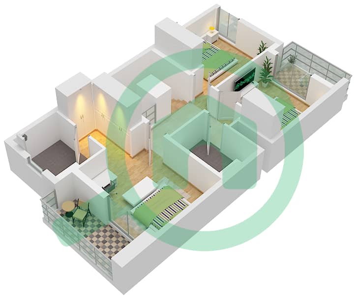 拉亚小区 - 3 卧室联排别墅类型／单位G / UNIT 6,8PLEX-TH2戶型图 Unit 6,8Plex-Th2 Type G Floor First interactive3D