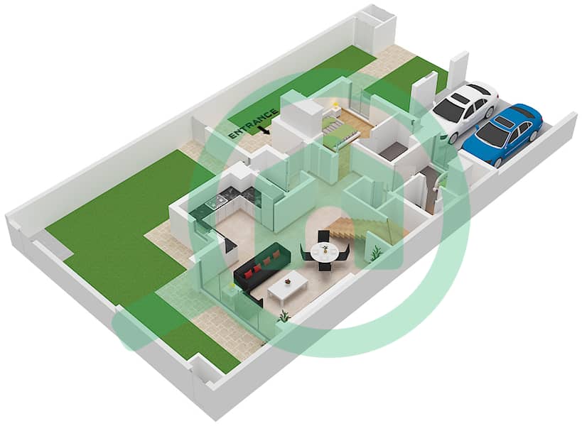 拉亚小区 - 4 卧室联排别墅类型／单位B/UNIT 4,6,8PLEX-TH4,6,8戶型图 Unit 4,6,8Plex-Th4,6,8 Type B Floor Ground interactive3D