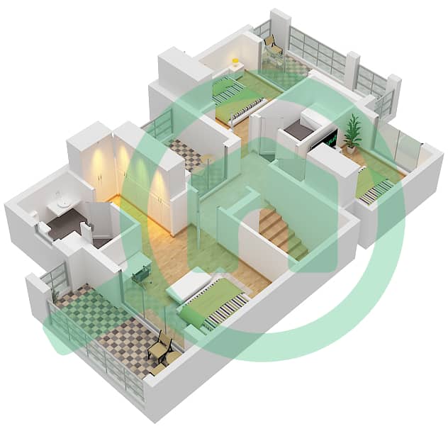 拉亚小区 - 4 卧室联排别墅类型／单位B/UNIT 4,6,8PLEX-TH4,6,8戶型图 Unit 4,6,8Plex-Th4,6,8 Type B Floor First interactive3D