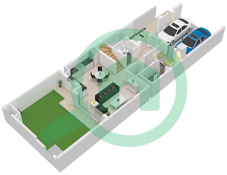 拉亚小区 - 3 卧室联排别墅类型／单位G / UNIT 4,6,8PLEX-TH2戶型图 Unit 4,6Plex-Th2 Type A Floor Ground,Unit 8Plex-Th2 Type G Floor Ground interactive3D