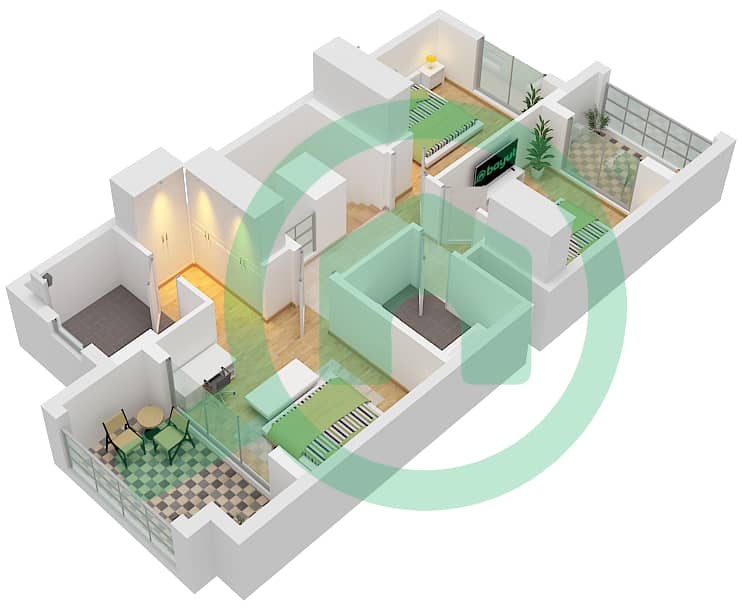 拉亚小区 - 3 卧室联排别墅类型／单位G / UNIT 4,6,8PLEX-TH2戶型图 Unit 4,6Plex-Th2 Type A Floor First,Unit 8Plex-Th2 Type G Floor First interactive3D