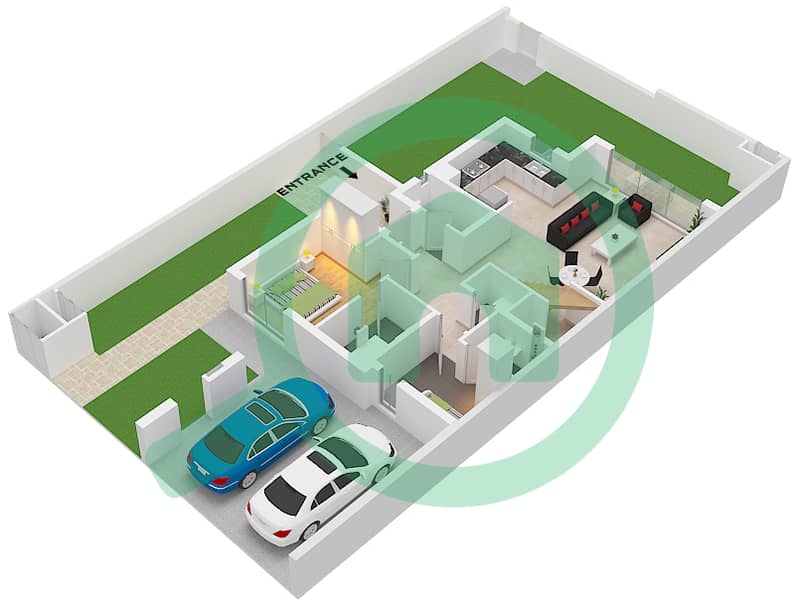 拉亚小区 - 4 卧室联排别墅类型／单位A / UNIT 4,6,8PLEX-TH1戶型图 Unit 4,6,8Plex-Th1 Type A Floor Ground interactive3D