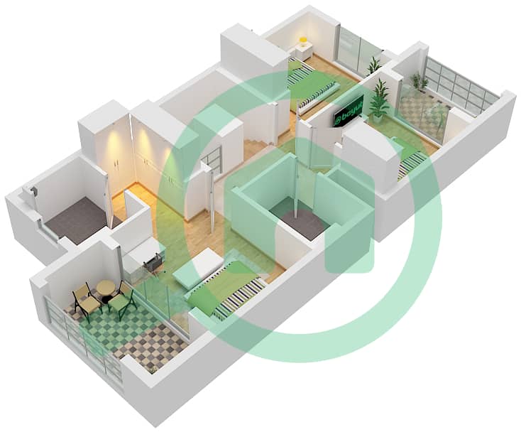 拉亚小区 - 3 卧室联排别墅类型／单位H / UNIT 8PLEX-TH3戶型图 Unit 8Plex-Th3 Type H Floor First interactive3D