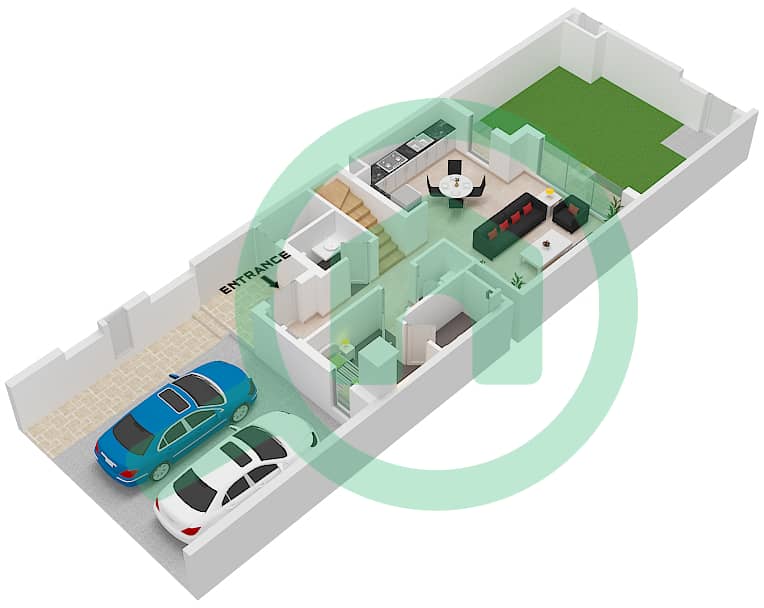 拉亚小区 - 3 卧室联排别墅类型／单位J / UNIT 8PLEX-TH7戶型图 Unit 8Plex-Th7 Type J Floor Ground interactive3D