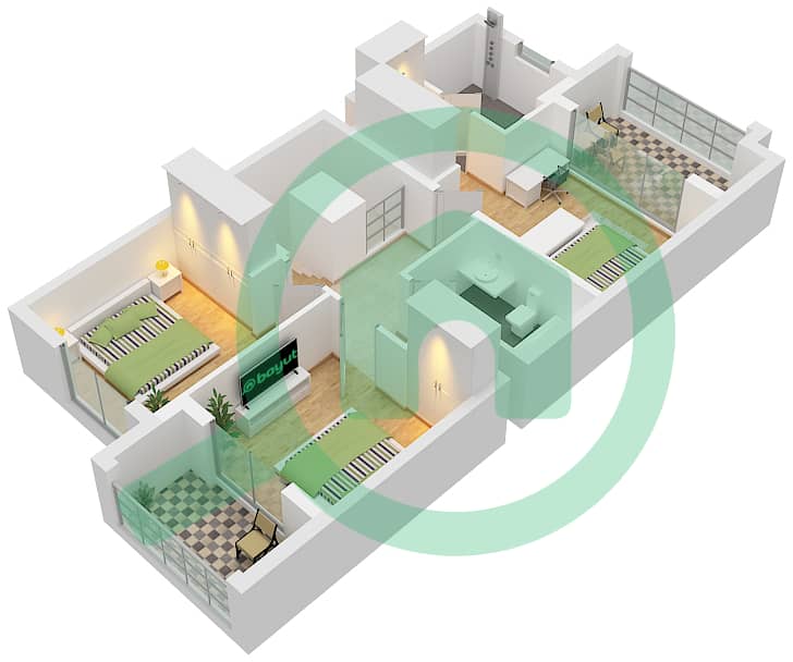 拉亚小区 - 3 卧室联排别墅类型／单位J / UNIT 8PLEX-TH7戶型图 Unit 8Plex-Th7 Type J Floor First interactive3D