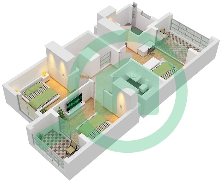 拉亚小区 - 3 卧室联排别墅类型／单位D/UNIT 6,8PLEX-TH04,TH06戶型图 Unit 6Plex-Th4 8Plex-Th6 Type D Floor First interactive3D