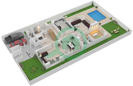 المخططات الطابقية لتصميم النموذج 1 فیلا 5 غرف نوم - حدائق الجولف