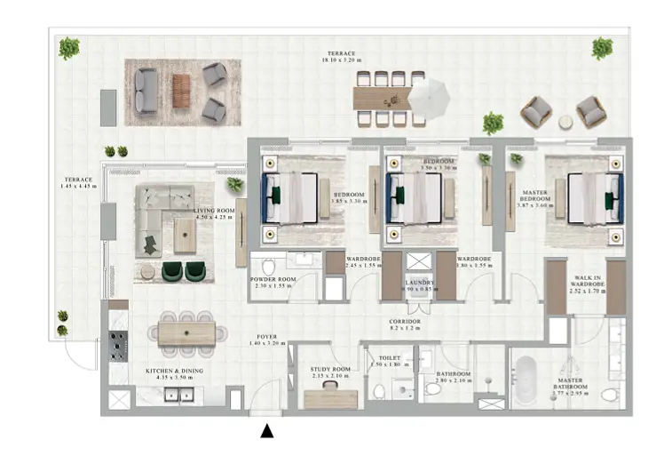 3 BR floor plan
