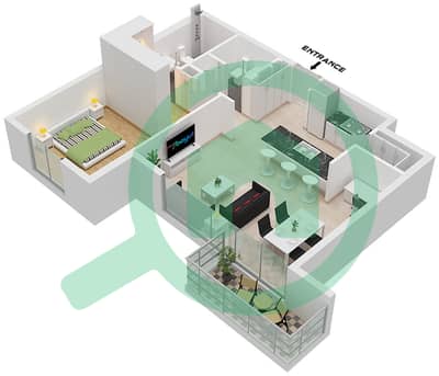 المخططات الطابقية لتصميم الوحدة 16 FLOOR 4 شقة 1 غرفة نوم - أربور ڤيو