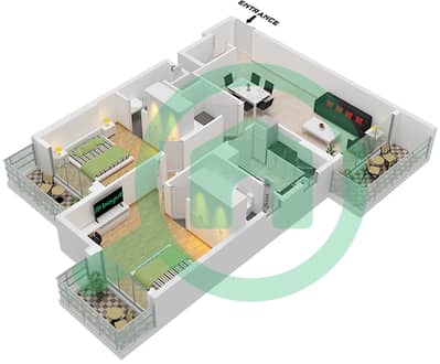 Symbolic Aura - 2 Bedroom Apartment Type/unit A /UNIT 02,05, FLOOR 1-12 Floor plan