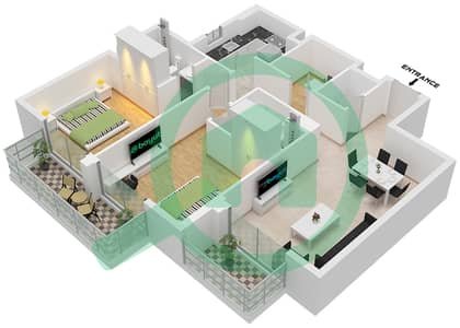 Symbolic Aura - 2 Bedroom Apartment Type/unit B /UNIT 03,04, FLOOR 1-12 Floor plan