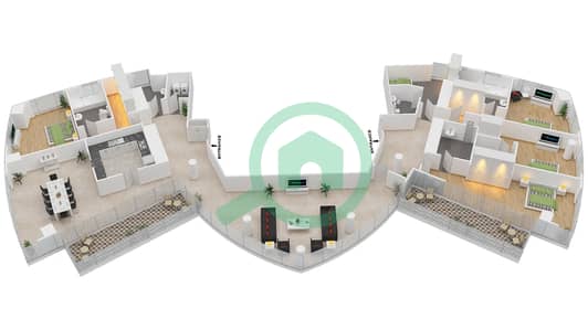 Marsa Plaza - 4 Bed Apartments Type/Unit 4B-03 /1 Floor plan
