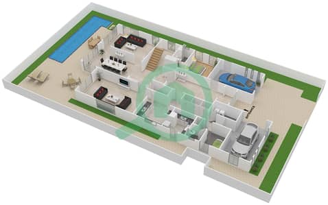 المخططات الطابقية لتصميم النموذج A فیلا 5 غرف نوم - فلل داماك رويال جولف بوتيك