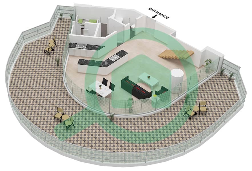 Sea La Vie Tower 1 - 2 卧室公寓类型／单位DUPLEX / UNIT 5 FLOOR 5戶型图 Type Duplex Unit 5 Floor 5 Lower interactive3D