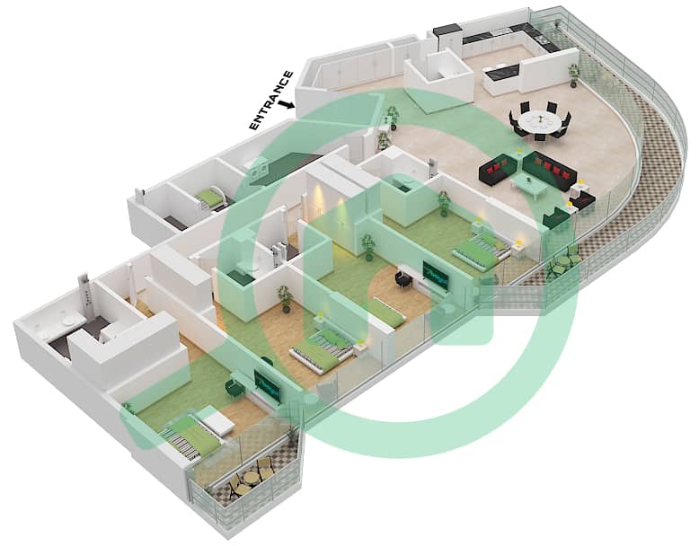 Sea La Vie Tower 1 - 4 Bedroom Apartment Type/unit A / UNIT 3 FLOOR 3 Floor plan Type A Unit 3 Floor 3 interactive3D