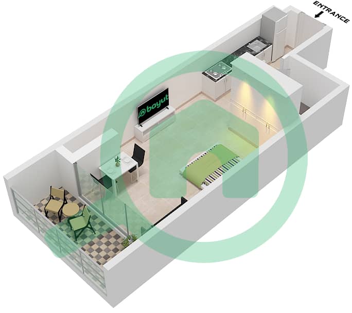 Creek View by Iraz - Апартамент Студия планировка Тип/мера A / UNIT 3 FLOOR 2,3 Type A Unit 3 Floor 2,3 interactive3D