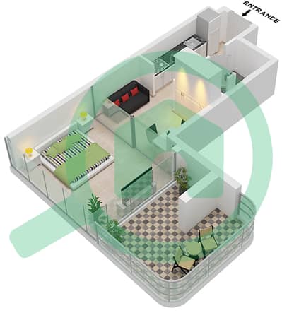 Creek View by Iraz - 单身公寓类型／单位D / UNIT 12 FLOOR 2,3戶型图