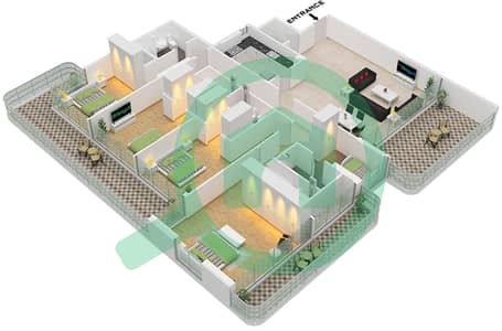 Creek View by Iraz - 4 卧室公寓类型／单位B / UNIT 2 FLOOR 14戶型图