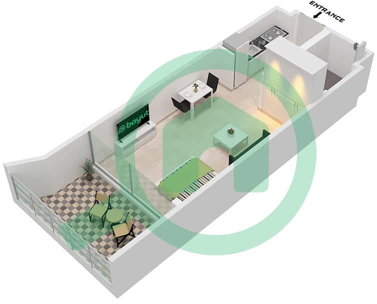 伊姆蒂亚兹卢克索公寓 - 单身公寓单位1 FLOOR 1戶型图 Unit 1 Floor 1 interactive3D
