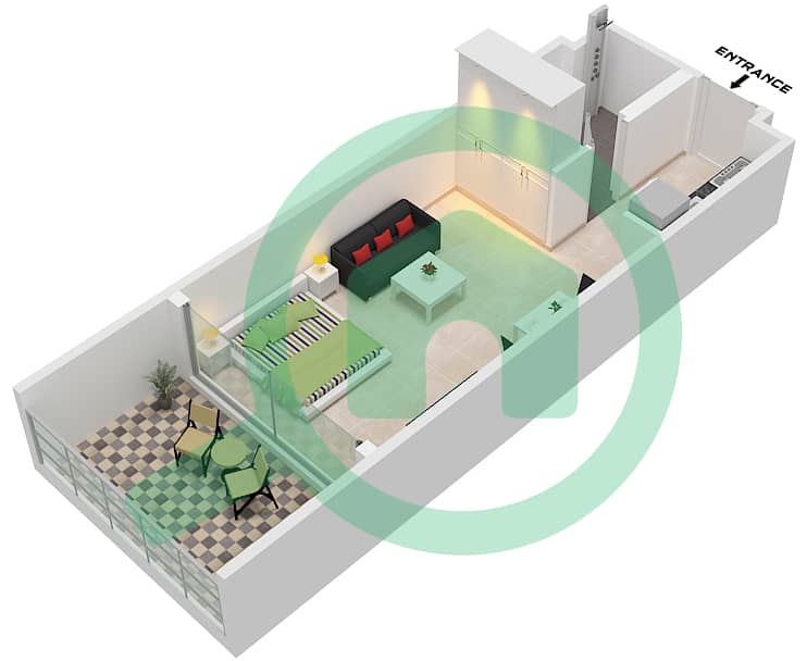伊姆蒂亚兹卢克索公寓 - 单身公寓单位2 FLOOR 1戶型图 Unit 2  Floor 1 interactive3D