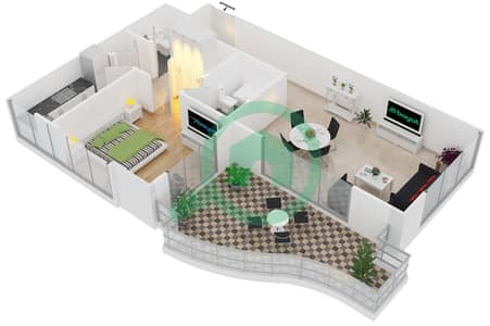 Solitaire Cascades - 1 Bed Apartments Type T2 Floor plan