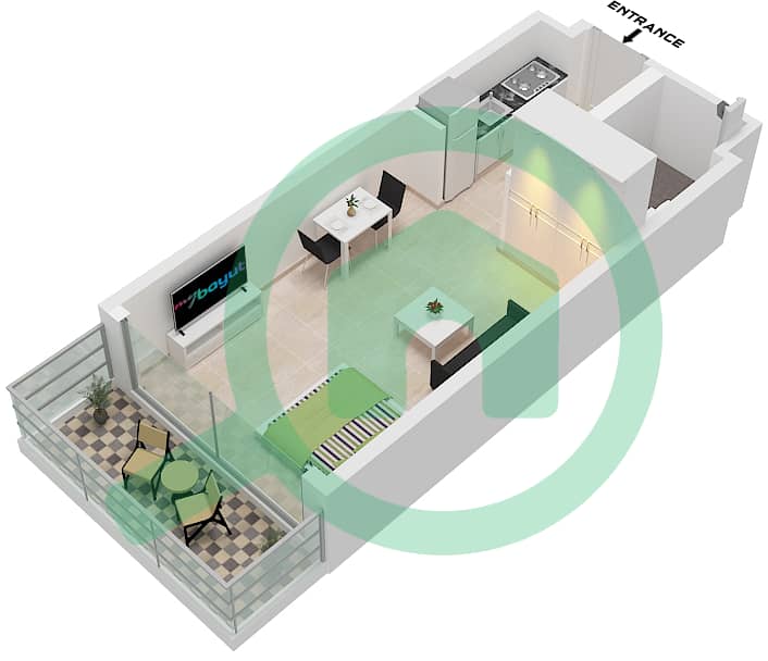 المخططات الطابقية لتصميم الوحدة 9 FLOOR 1 شقة استوديو - الأقصر بواسطة امتياز Unit 9 Floor 1 interactive3D