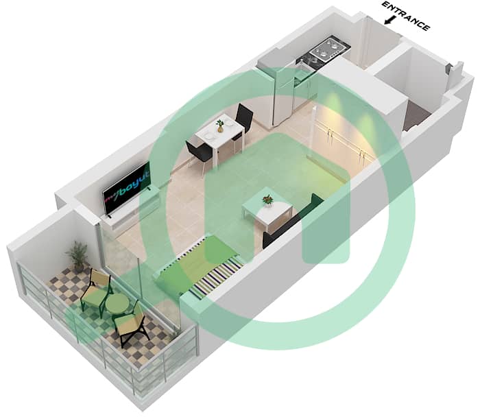 Luxor by Imtiaz - Studio Apartment Unit 11 FLOOR 1 Floor plan Unit 11 Floor 1 interactive3D