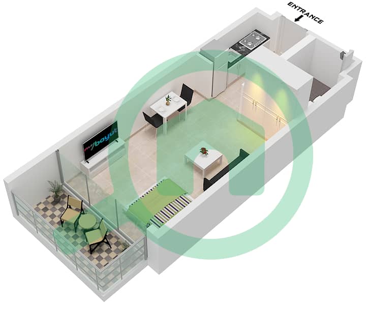المخططات الطابقية لتصميم الوحدة 1 FLOOR 2-14,17-30 شقة استوديو - الأقصر بواسطة امتياز Unit 1 Floor 2-14,17-30 interactive3D